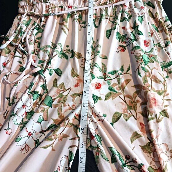London Times Light Pink Floral Sleeveless Cropped Jersey Jumpsuit Size 6 - Picture 14 of 16